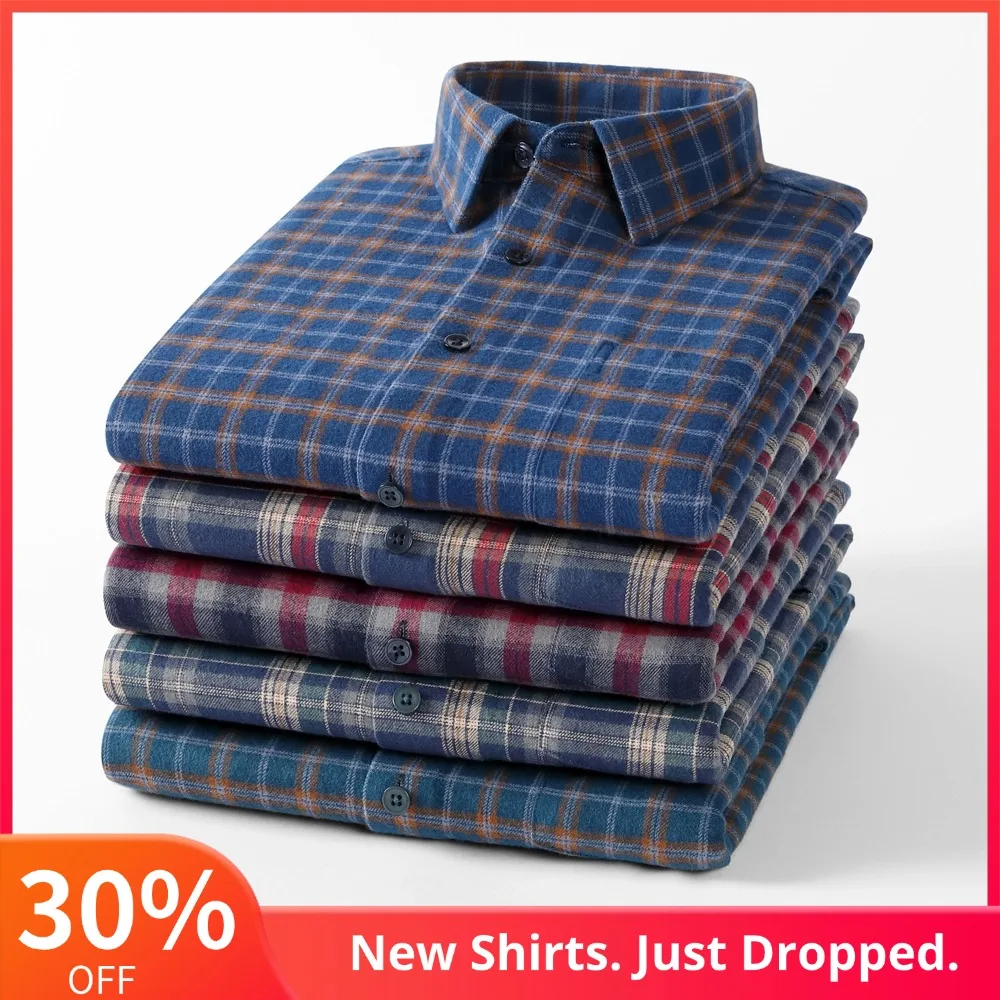 

Винтажные мужские фланелевые рубашки с карманами и длинными рукавами, матовая рубашка для мужчин, теплая повседневная рубашка в клетку из мягкого хлопка на пуговицах