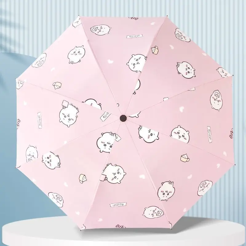 Cute Chiikawa Usagi Automatic Folding Umbrella Large Double Person Windproof Dual Use Rain Sun Black Coating UV Protection 2026 view 3