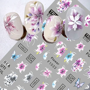 3d çıkartmalar tırnak sanat, çiçek, mor, çiçek, çiçek, kelebek, çıkartma, etiket, dövme, ayak, 6 Büyük satış, dövme tasarımı, iblis avcısı, - 2 numara