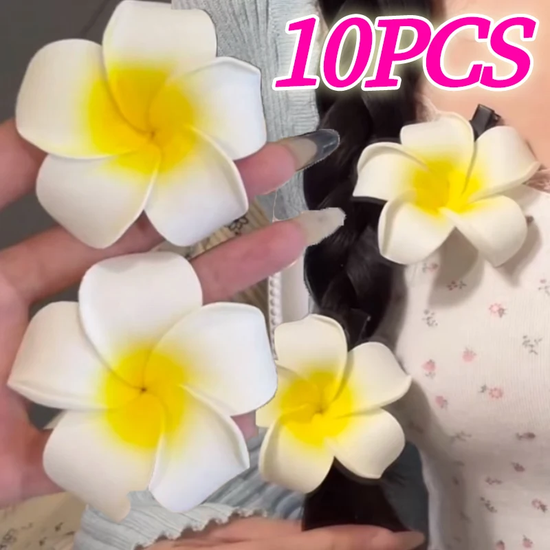 Plumeria Flower Hair Clips for Women Hairpins Side Bangs Clips Flower Barrette Hawaiian Wedding Party Hat Accessories Decoration