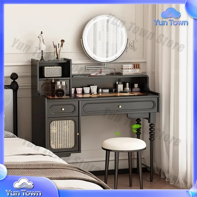 Vintage Wood Dressing Table Bedroom Closets Women Luxury Vanity Table Girl Cabinet Chair Mirror Vestidores Postmodern