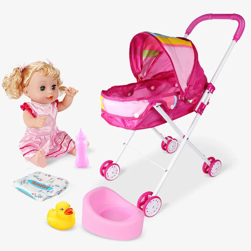 Mini Stroller Kawaii Items Shopping Cart Easy Foldable Baby Doll Stroller Accessories For Best Gifts For Girls Pretend Play Game