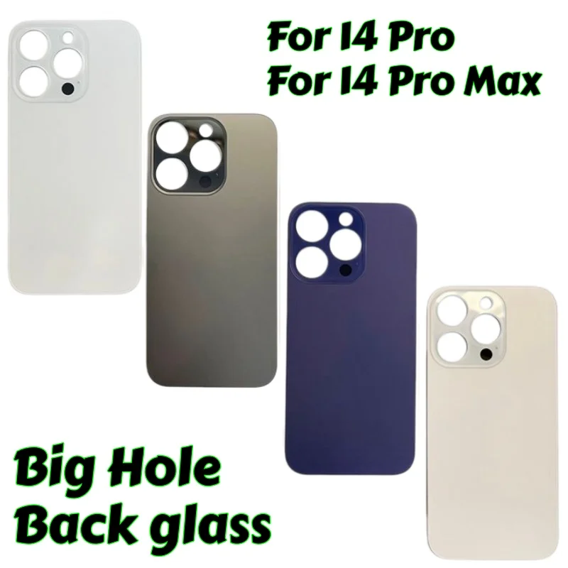 

1PCS large hole rear glass solid color suitable for iPhone 14 Pro Max 14PROMAX back cover glass repair rear tempered glass
