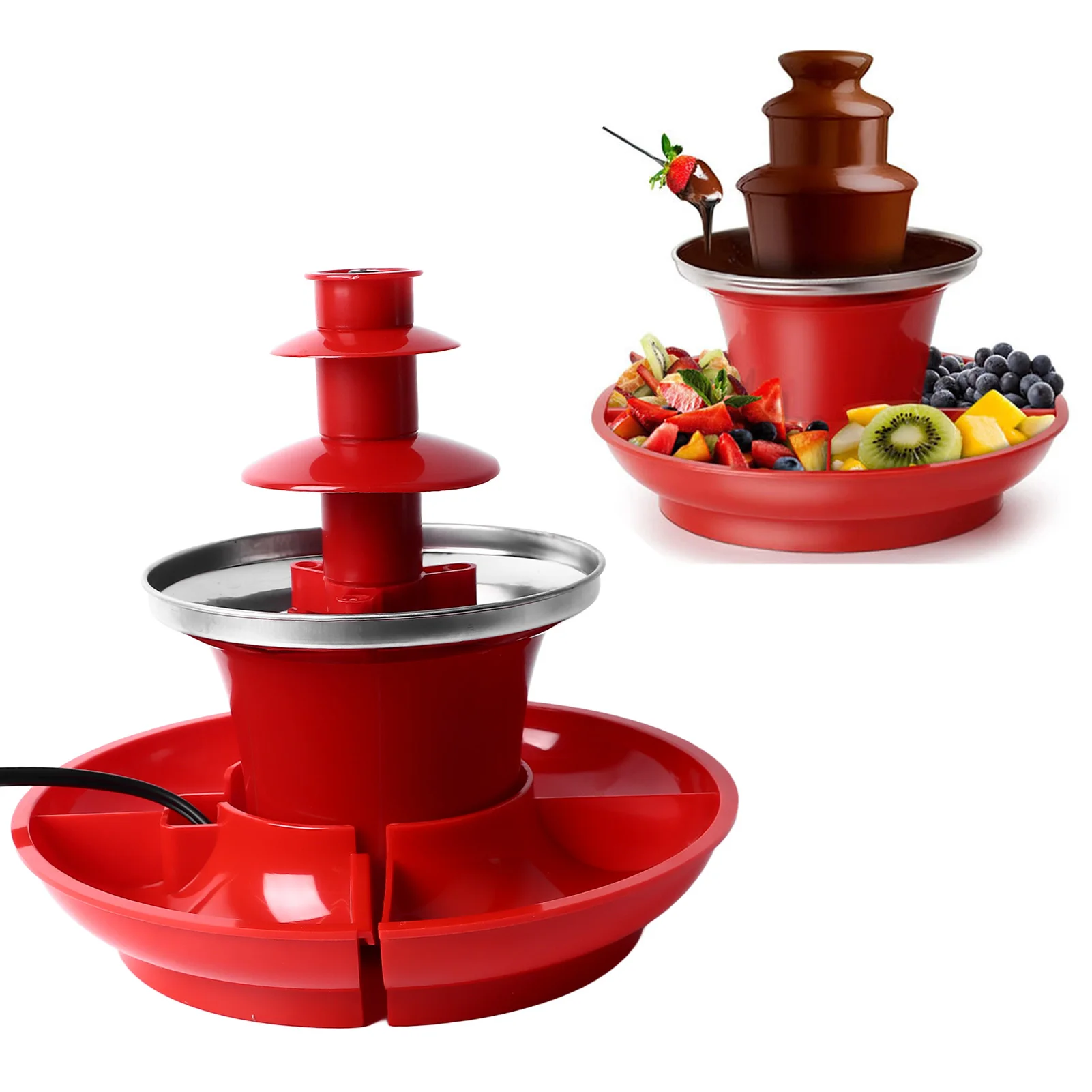 3 Layer Chocolate Sauce Fountain Detachable Mini Chocolate Sauce Melt Fondue for Party Games Night Xmas