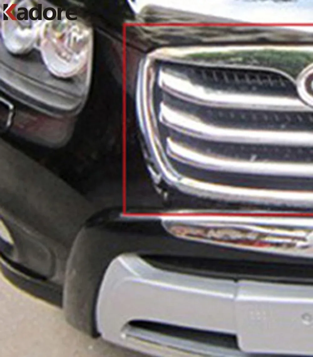 For Hyundai Santa Fe 2010 2011 2012 ABS Chrome Front Center Grille Around Trim Racing Grill Strip Accessories Car Styling