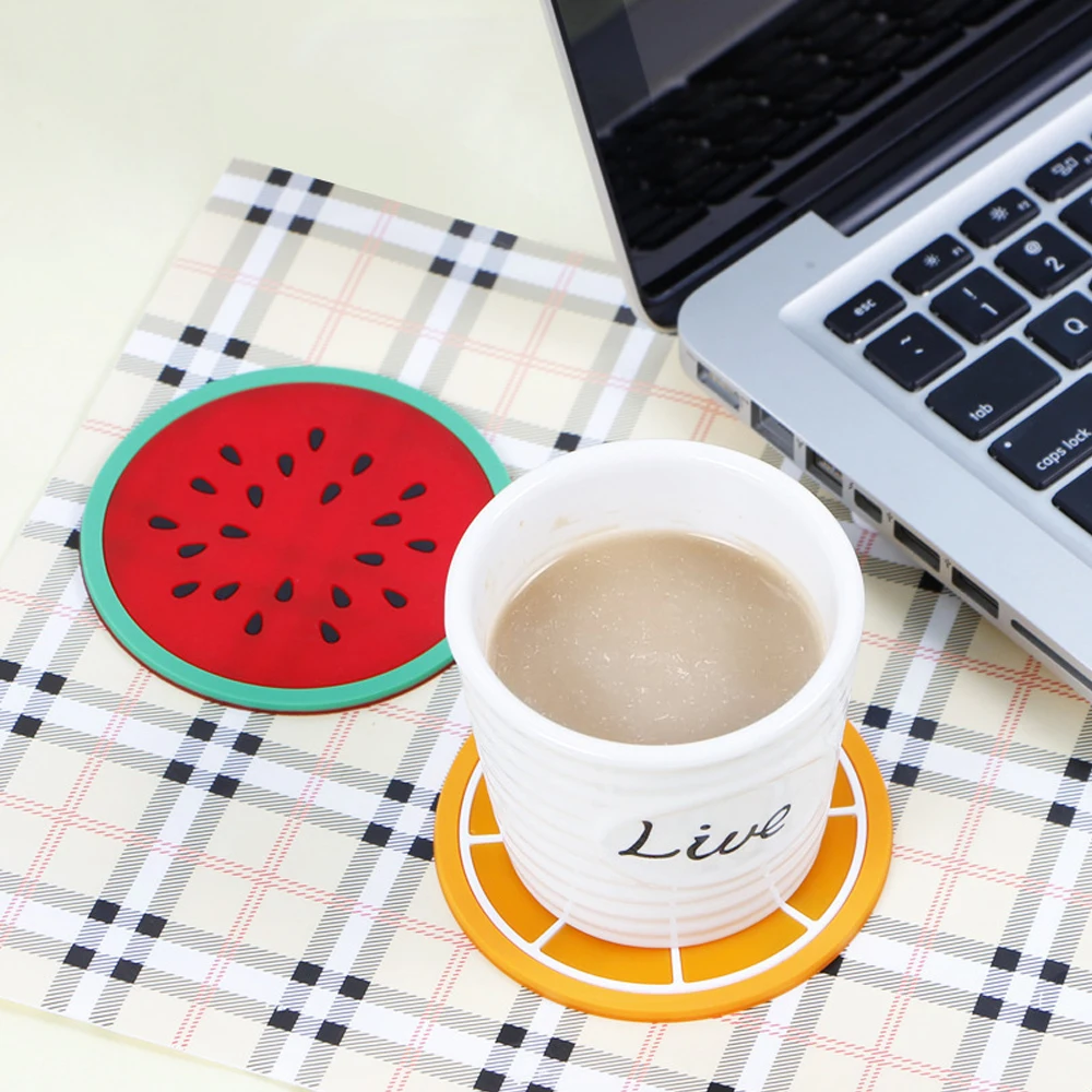 Fruit Shape Cup Coaster Silicone Slip Insulation Pad Cup Mat Hot Drink Holder Mug Stand Home Table Decorations Kitchen Accessory