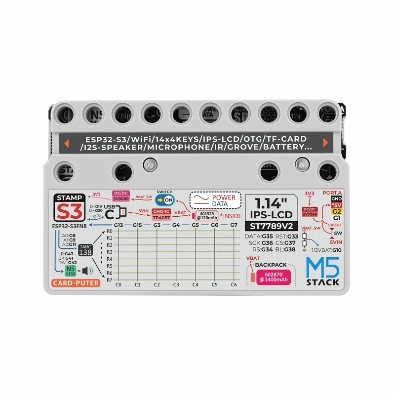 Imagem -05 - Cardputer Computador Portátil M5stamps3 Placa de Desenvolvimento Esp32-s3 1.14 Polegada Tela 56 Teclas Teclado Cartão Microcontrolador M5stack