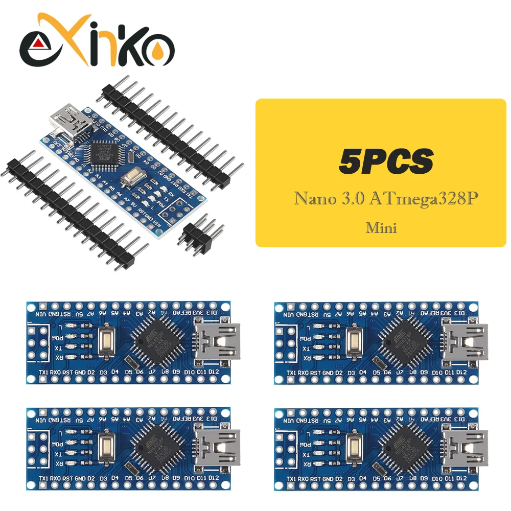 1–10 Stück Nano 3.0 mit dem Bootloader-kompatiblen Controller CH340 USB-Treiber Mini / Typ-C / Micro 16 MHz ATMEGA328P für Arduino