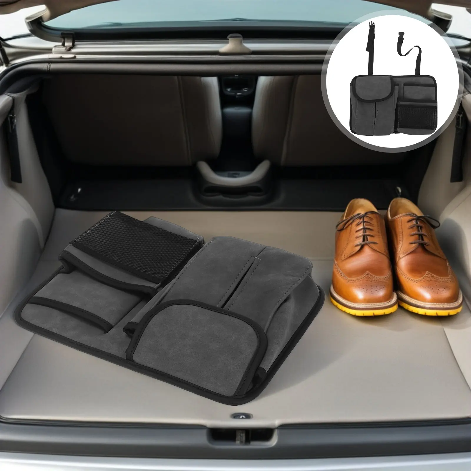 Suede Car Seat Back Pocket Organizer Tissue Holder Easy Installation No Tools Required Multifunctional Storage Bag