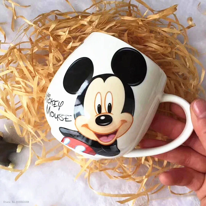 Disney Mickey Mouse Minnie Coffee Mugs Cute Cartoon Donald Milk Mugs Creative  Mugs Handle Kids Water Cup With Handgrip 300ML