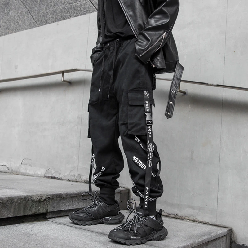 Harajuku Fashion Techwear Men\'s Cargo Pants Hip Hop Punk Male Clothing Streetwear Joggers High Street Holiday Casual Trousers