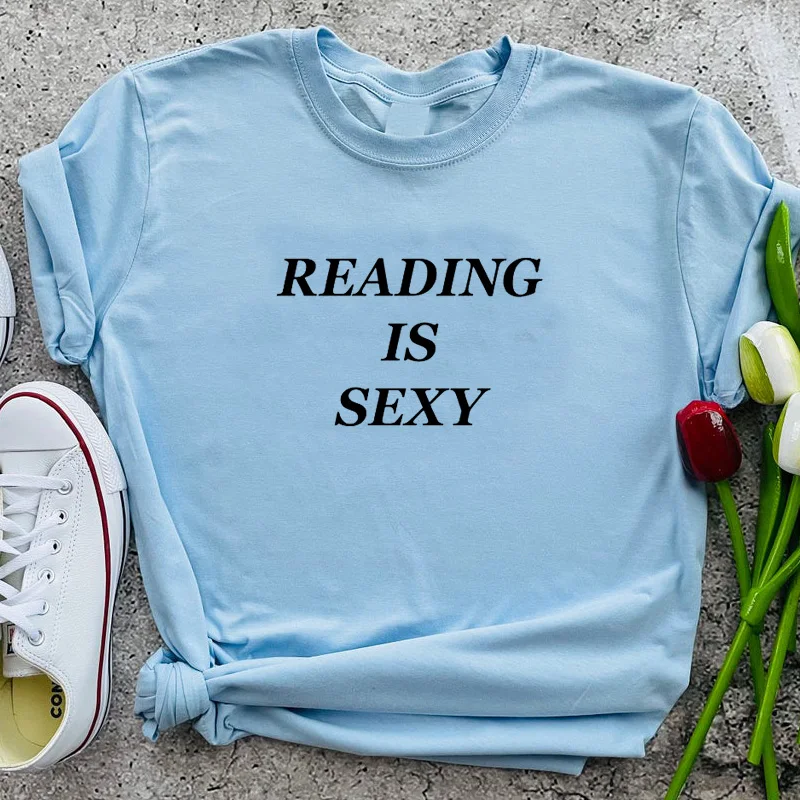 Reading Is Sexy Graphic T Shirts for Women Y2k Vintage Clothes Cotton High Quality T-shirts Colleage Student Fashion Tshirts Top