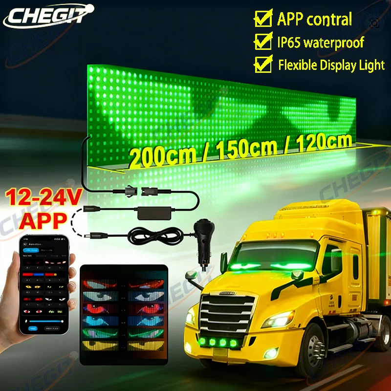

DIY Custom Text Pattern LED Eyes for Truck Programmable Display Devil Eye Car Scrolling Advertising LED Sign with App Control