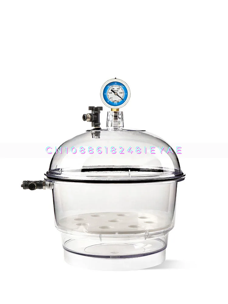 150MM Polycarbonate Plastic Vacuum Dryer Laboratory Dessicator Dryer Vacuum Drying Apparatus Double Valve with Pressure Gauge