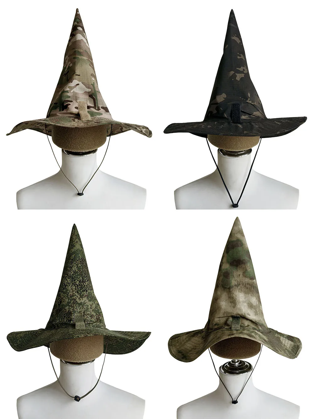 Big Brimmed Camou Wizard Hat Outdoor Hunting Tactical Magic Hat CS Halloween Cosplay Prop Festival Decoration Costume Accessory