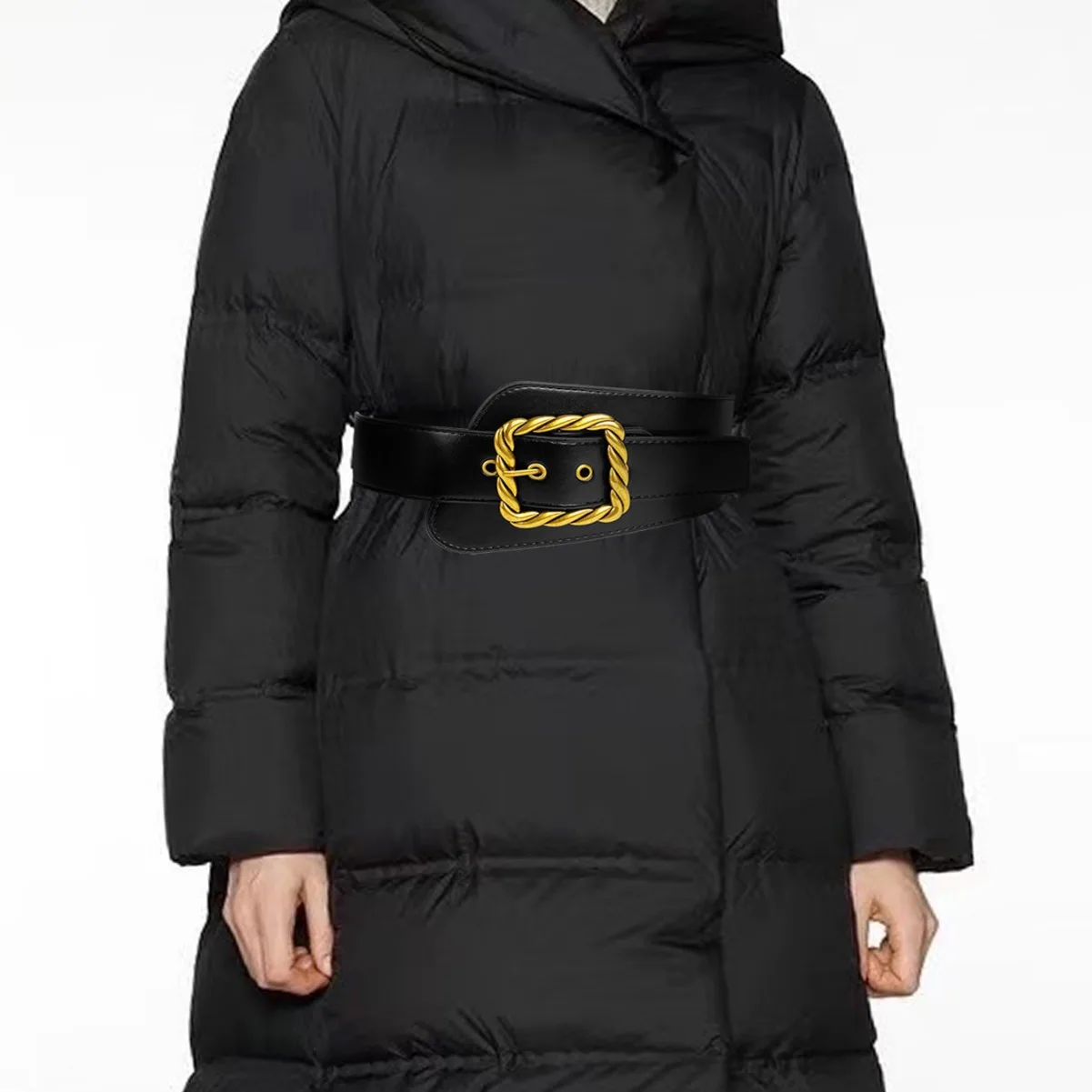 Designer Elastic Belts High Quality Female Waist Stretch Cummerbunds New Design Punk Style gold Square buckle Coat Dress Belt