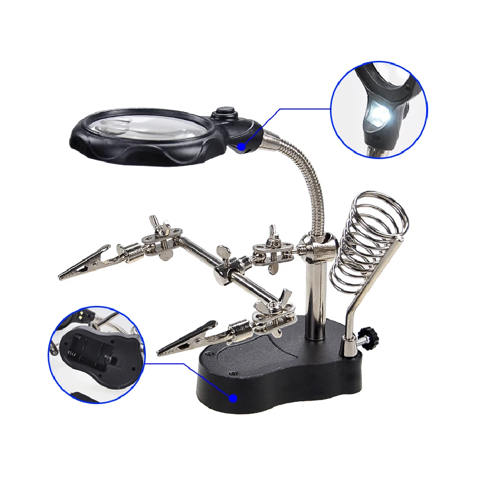 Magnifying Glass for Electronic Repair Third Hand for Soldering With Magnifying Magnifying Glass With Professional Led Light