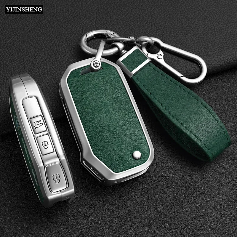 Zinc Alloy + Leather Car Key Case Cover For KIA Ceed 2023 CD Forte 2018 2019 2021 Cerato 2019 K3 Gt Seltos Sportage 2020 Sorento