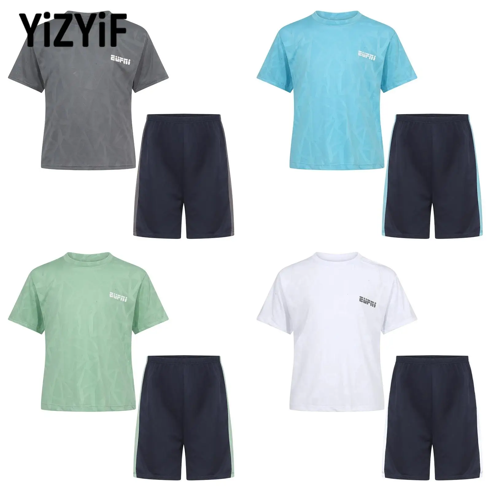 

Kids Boys Football Jersey Sports Suit Tracksuits Children Short Sleeve Stylish T-shirt with Shorts Two Piece Sportswear Outfits