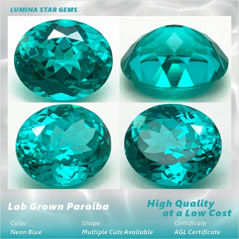 

Top Charm Gemstone Lab Grown Paraiba for DIY Advanced Jewelry Making Inlay Rings Necklace Bracelet Selectable AGL Certificate