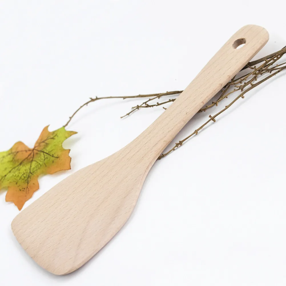 Natural Wood Rice Spoon Ergonomic Handle Home Kitchen Non-Stick Rice Paddle Spoon Stir Soup Coffee Curry Sauce Mixing