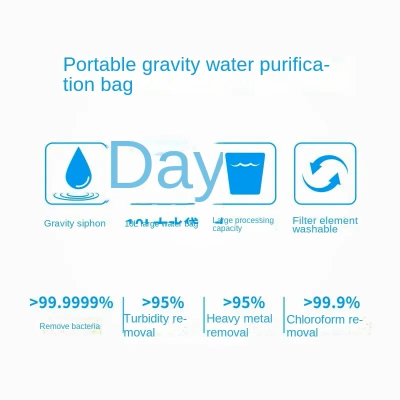 الجاذبية السيراميك حقيبة تنقية المياه مرشح الإغاثة في حالات الطوارئ 10L معدات التخييم الميدانية صافي سهلة الفردية المحمولة