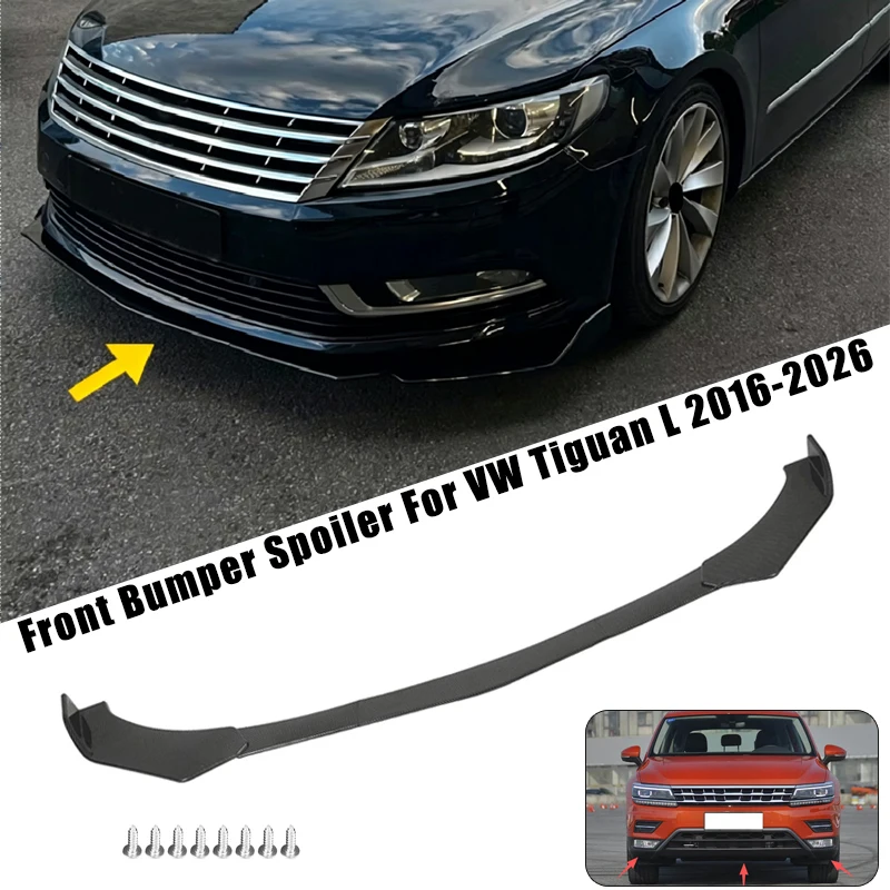 Sport Front Bumper Splitter Spoiler Lip For VW Tiguan L 2016-2026 5Pcs Adjustable Sectional Car Exterior Tuning Body Kit