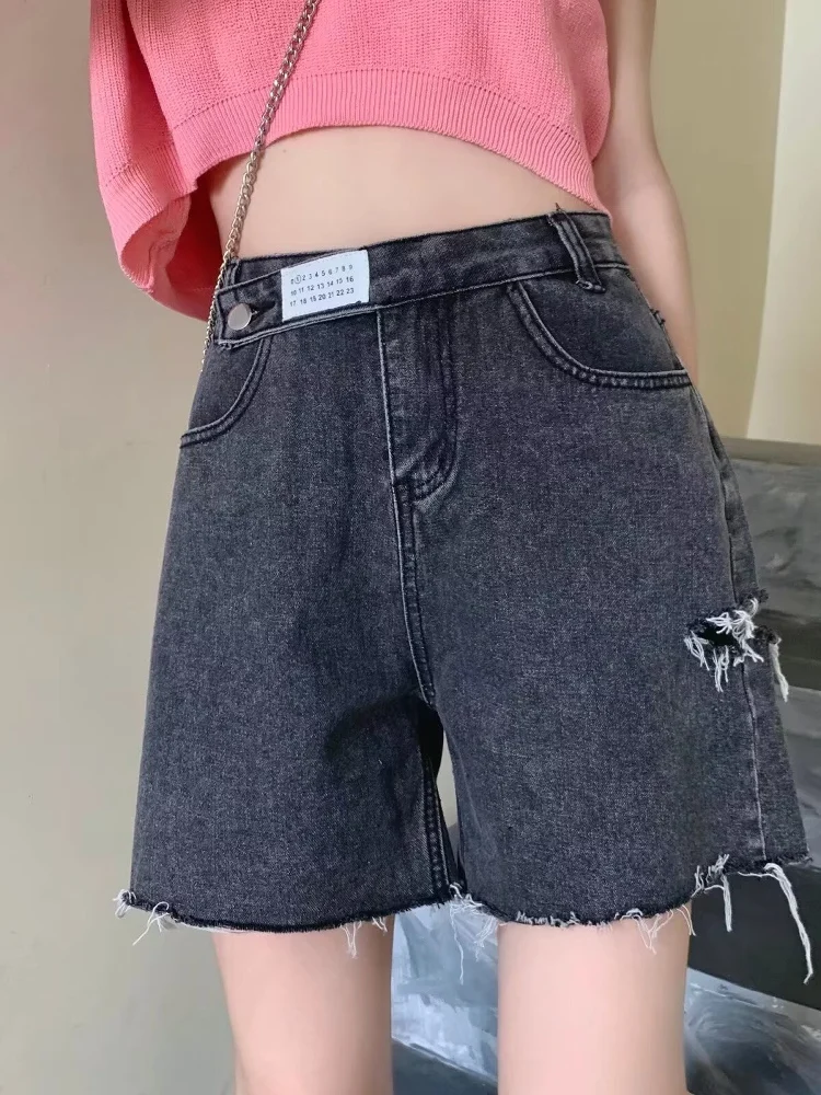 

Лето 2024, широкие джинсы с высокой талией, женские джинсы с завязками на пуговицах, пять деталей, американские повседневные свободные брюки