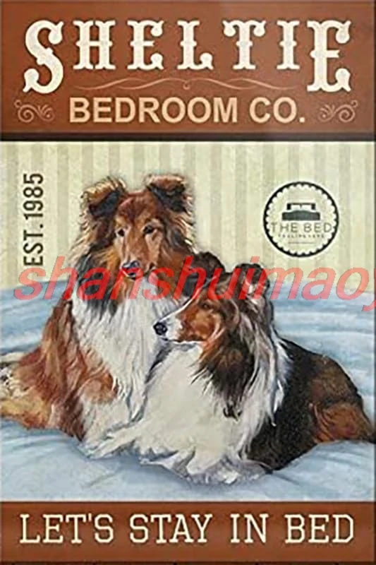 Vintage Tin Sign Sheltie Bedroom Retro Wall Decor For Home Cafes Office Store Pubs Club Sign Gift 12X8 Inch NIU