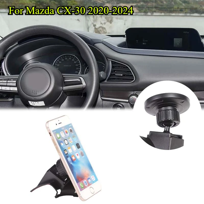 

For Mazda CX-30 2020-2024 ABS Black Car Phone Holder GPS Navigation Bracket Decoration Interior Car Accessories
