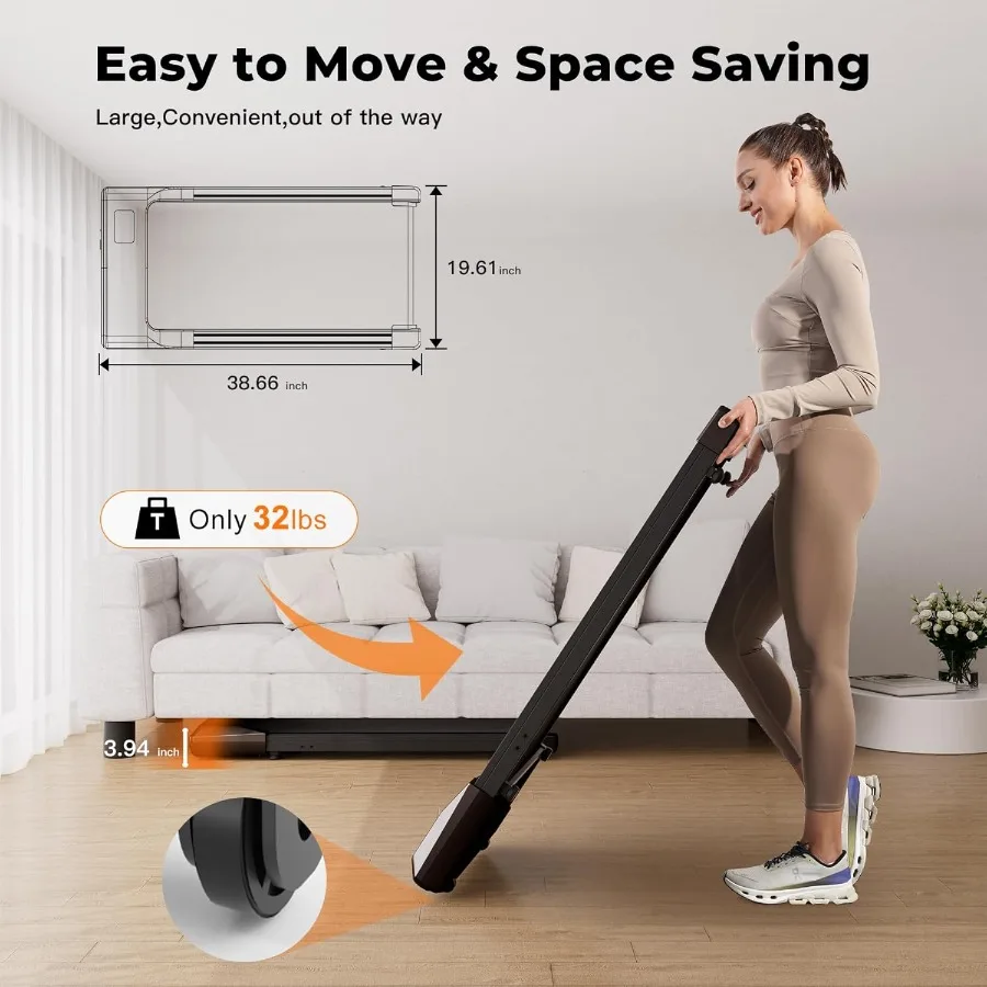 جهاز مشي محمول تحت المكتب للاستخدام المكتبي والمنزلي: تصميم 3 في 1 مع جهاز تحكم عن بعد وشاشة LED هادئة 2.5 حصان للمشي و