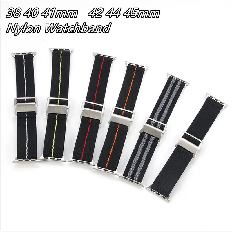 38mm 40mm 42mm 44mm 45mm Parachute Elasticity Nylon Sport Watchband For Apple IWatch Series 6se7/5/4 Watch Strap Soft Breathable