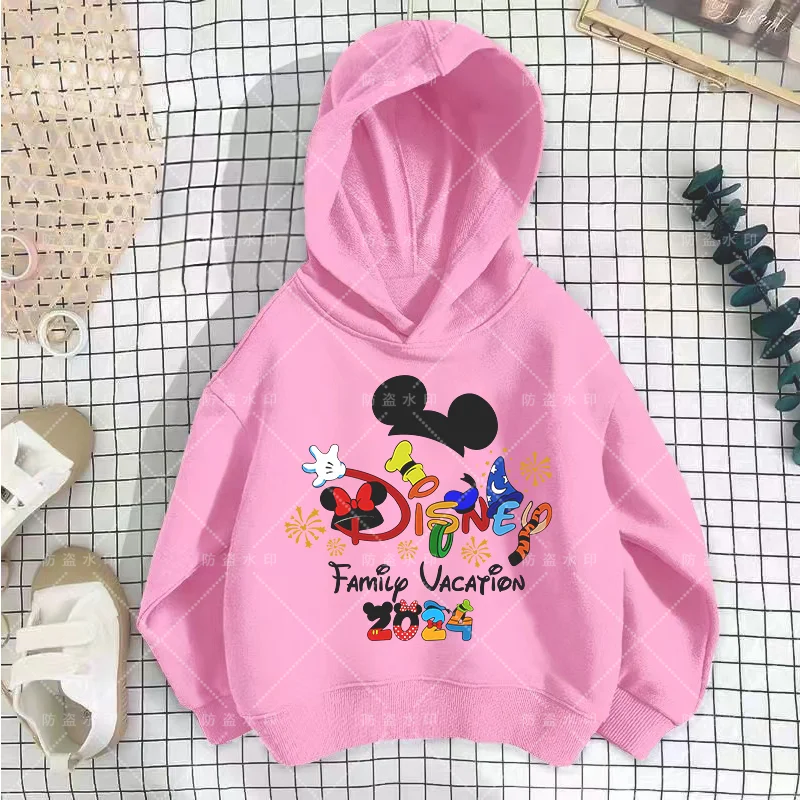 Mode Disneyland Reise Urlaub Kleidung Karikatur Hoodie Kinder Top Cartoons Disney Kawaii 2024 Mädchen Kleidung Junge Disney Kinder