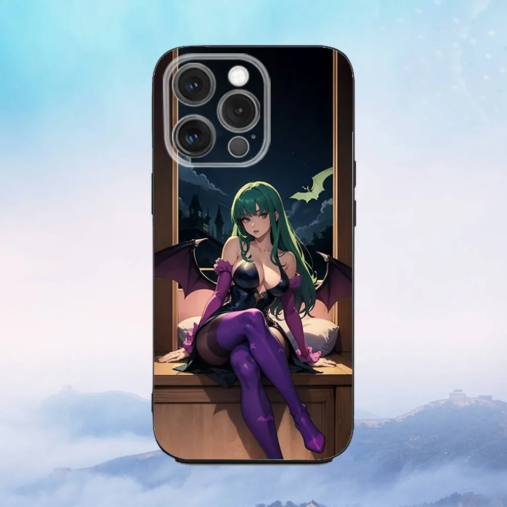 M-Morrigan A-Aensland 전화 케이스 iPhone 16,15,14,13,12,11,Pro,X,XS,Max,XR,Plus,Mini 소프트 블랙 커버