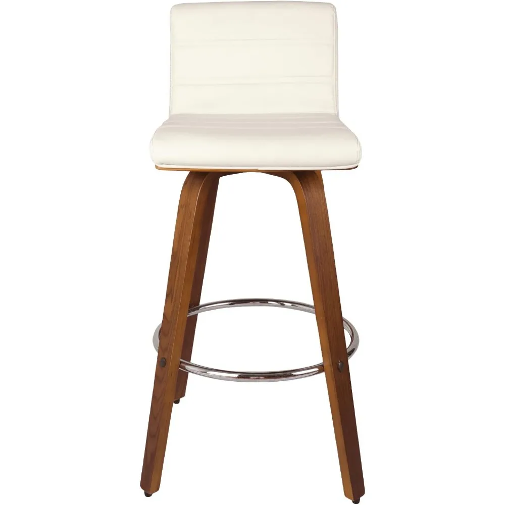 Café Chairs Counter Height, Set of 3, PU Leather Swivel Counter Stools with Backs, L Shape Back and Bentwood Legs, Café Chairs