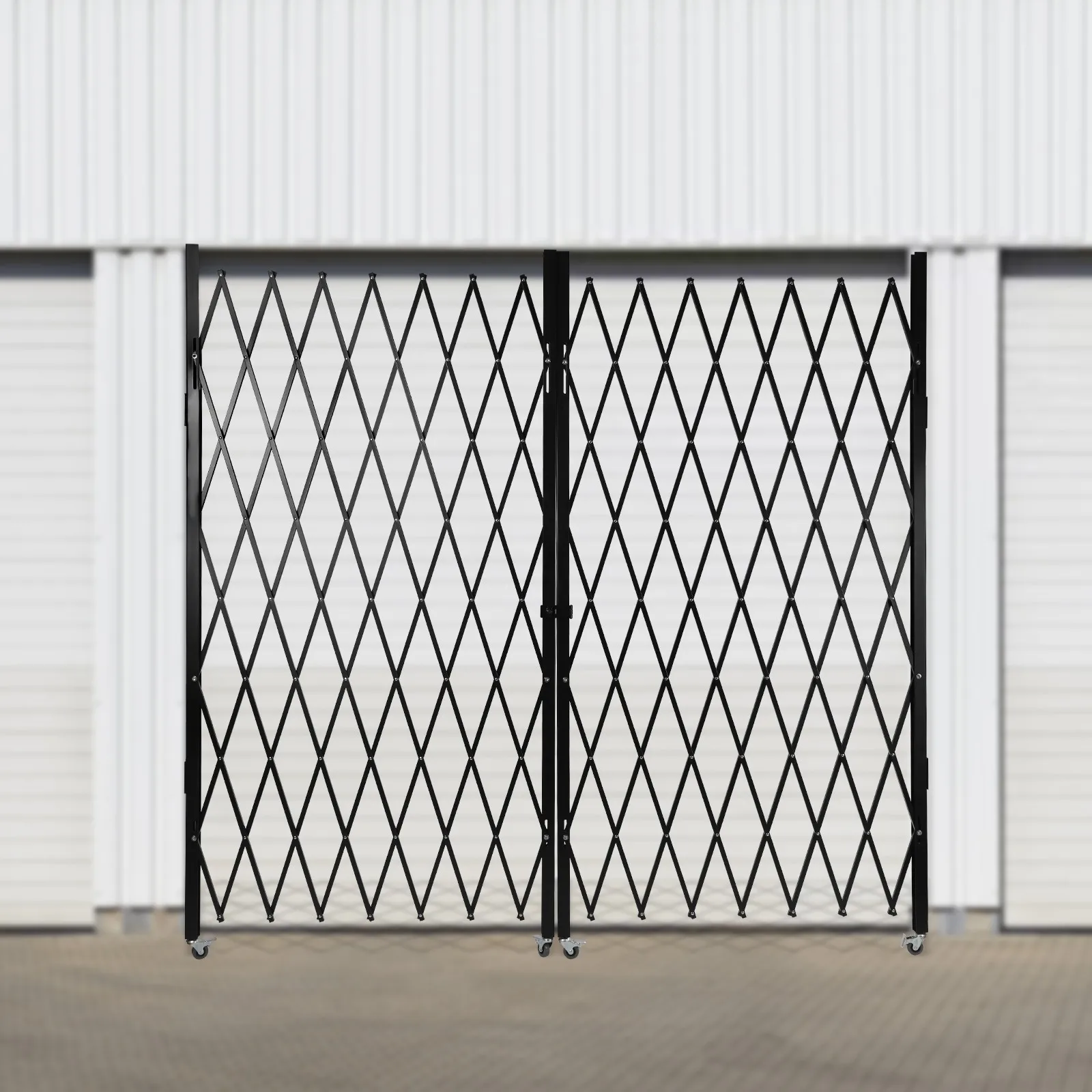 

Double Folding Security Gate Home Commercial Use Scissor Type 360 Degree Rolling Door Adjustable Size Protection