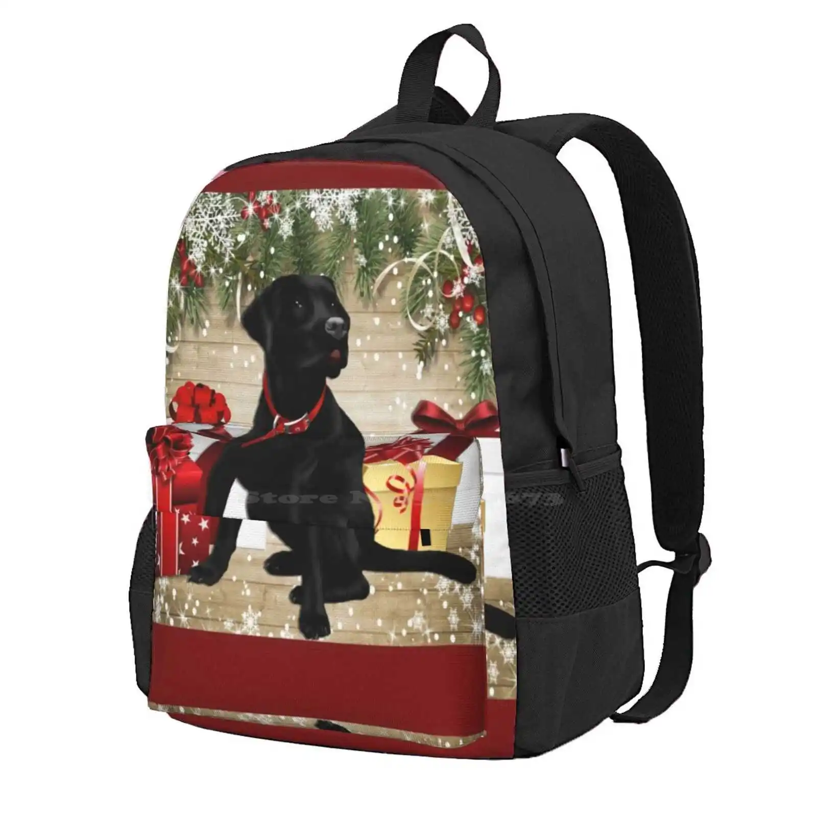 

Christmas Labrador Hot Sale Schoolbag Backpack Fashion Bags Black Labrador Christmas Dog Christmas Labrador