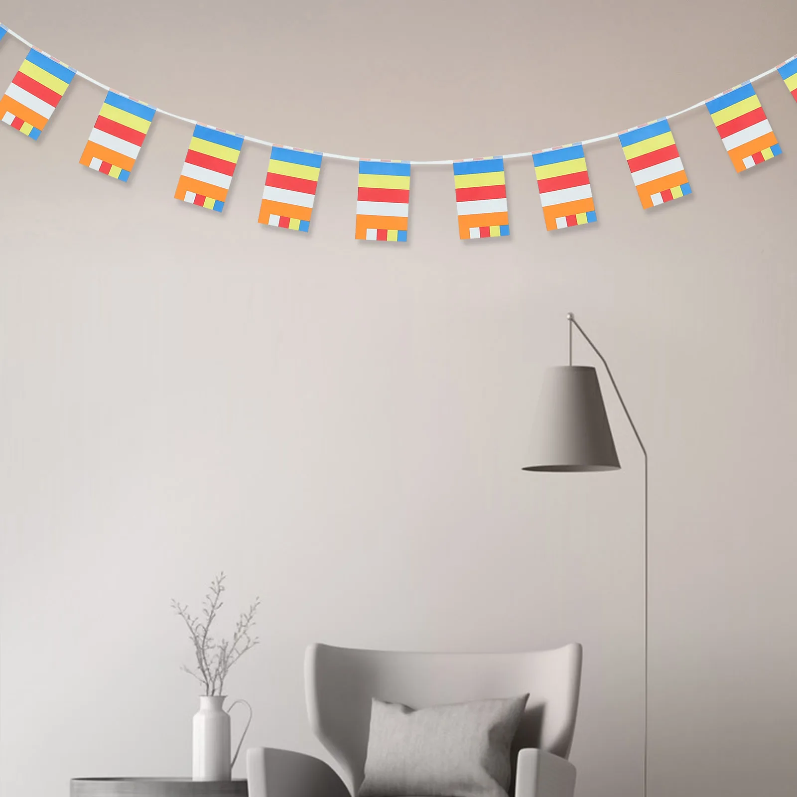 

1pc 5 Colors 5-Color Flag String Banner Polyester Outdoor Indoor Prayer Decor Temple Courtyard for Gift