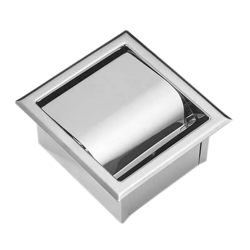 Stainless Steel Recessed Toilet Paper Holder Wall Toilet Paper Holder Modern Style Toilet Paper Holder Recessed Tissue Roll D