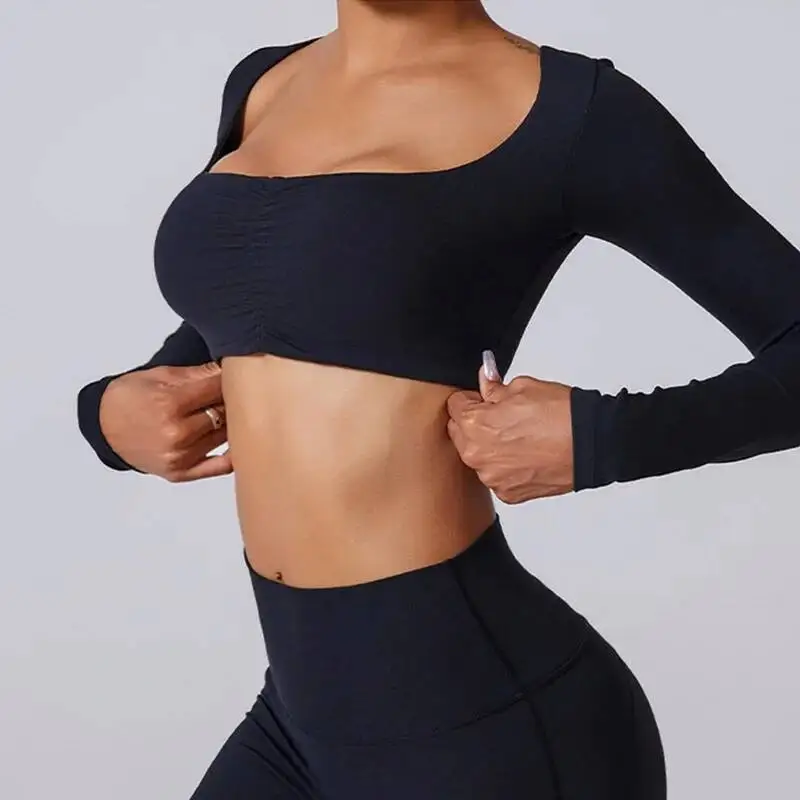 

BabYoung Sexy Yoga Shirts For Girls Fiess Sport T-Shirt Women Long Sleeve Blouse Gym Top Winter Running Workout Sportswear