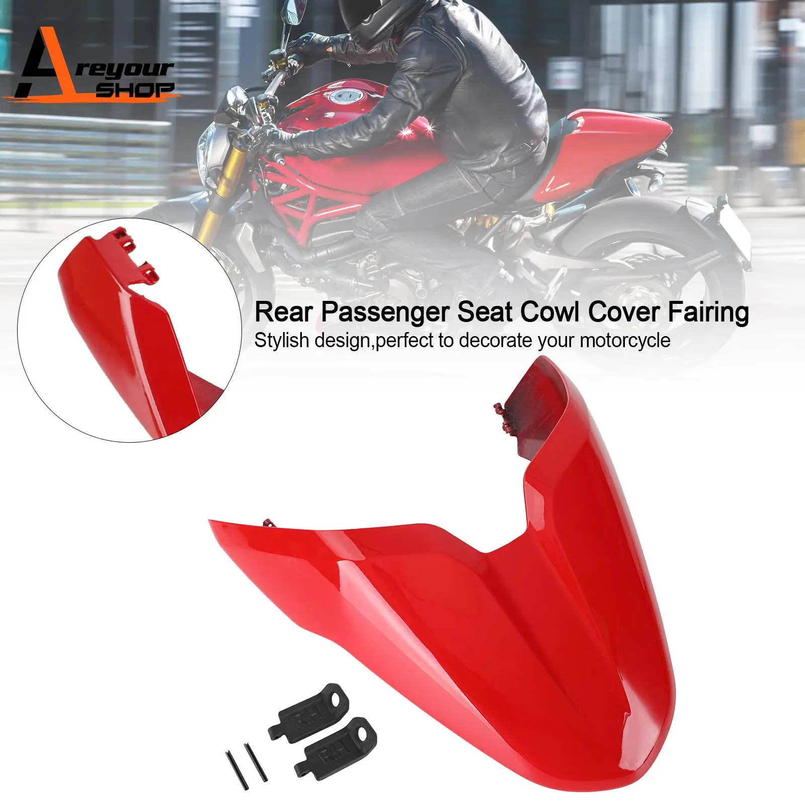 Rear Passenger/Pillion Seat Cover Fairing for Ducati Monster 797 821 1200 Red