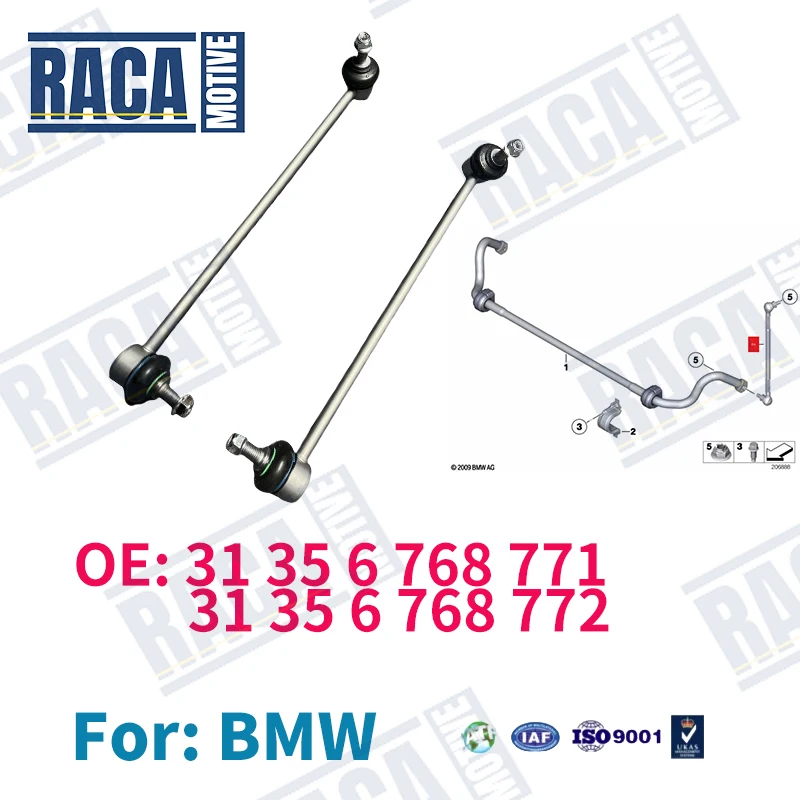 

For BMW E90 E91 E92 E93 E81 E82 X1 E84 E89 xDrive Front Axle Sway Bar End Stabilizer Link Ball Joint L/R 31356768771 31356768772