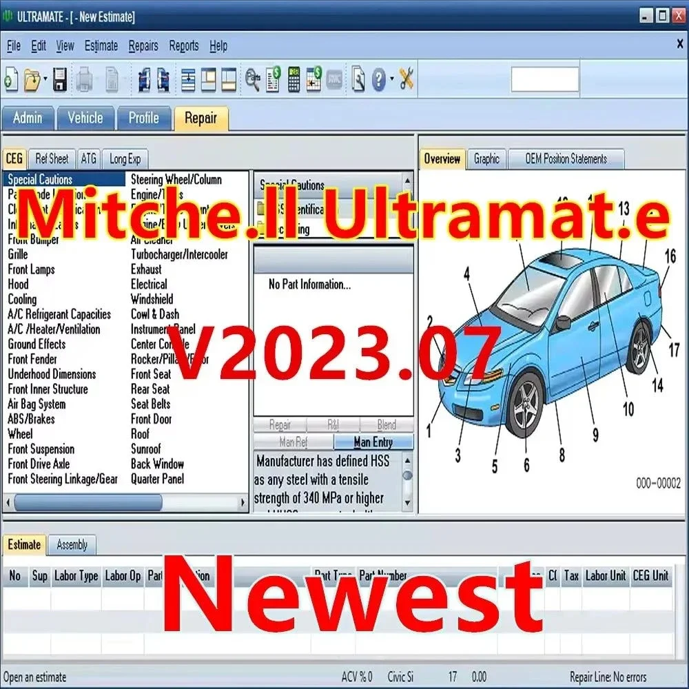 2025 Newtest Car 2023 MITCHell ULTRAMATE 7 COMPLETE ADVANCED ESTIMATING SYSTEM+Patch for never expire+Can installed indefinitely