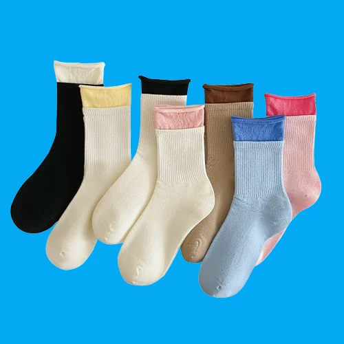 Fausses chaussettes à double manchette pour femmes, chaussettes carillon coréennes assorties, 2 pièces, 3/6 paires, nouveau document japonais, 2024