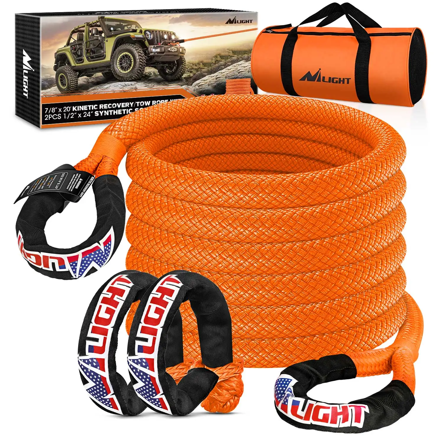 Nilight Kinetic Recovery Tow Rope 7/8