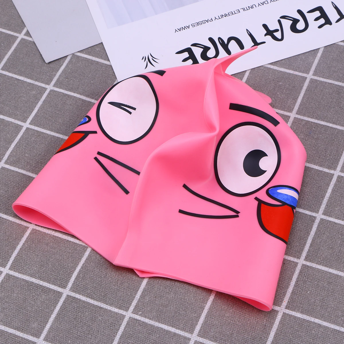 

Kids Unisex Silicone Cartoon Swimming Hat Fish Pattern Waterproof Durable Hair Protection Easy Wear Pink Size 8
