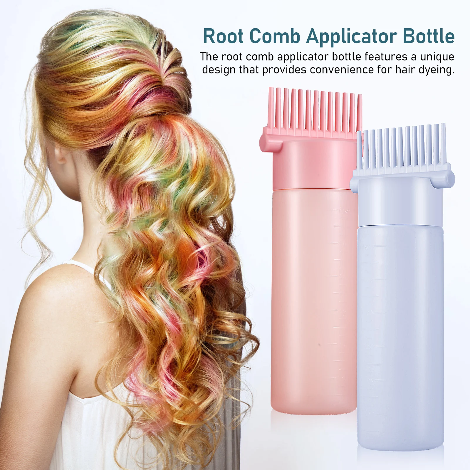 

2 pcs Root Comb Applicator Bottle Set 3rd Gen Haze Blue Pink Gloves Head Covers Cape Ear Covers Hair Dyeing PE Material Home
