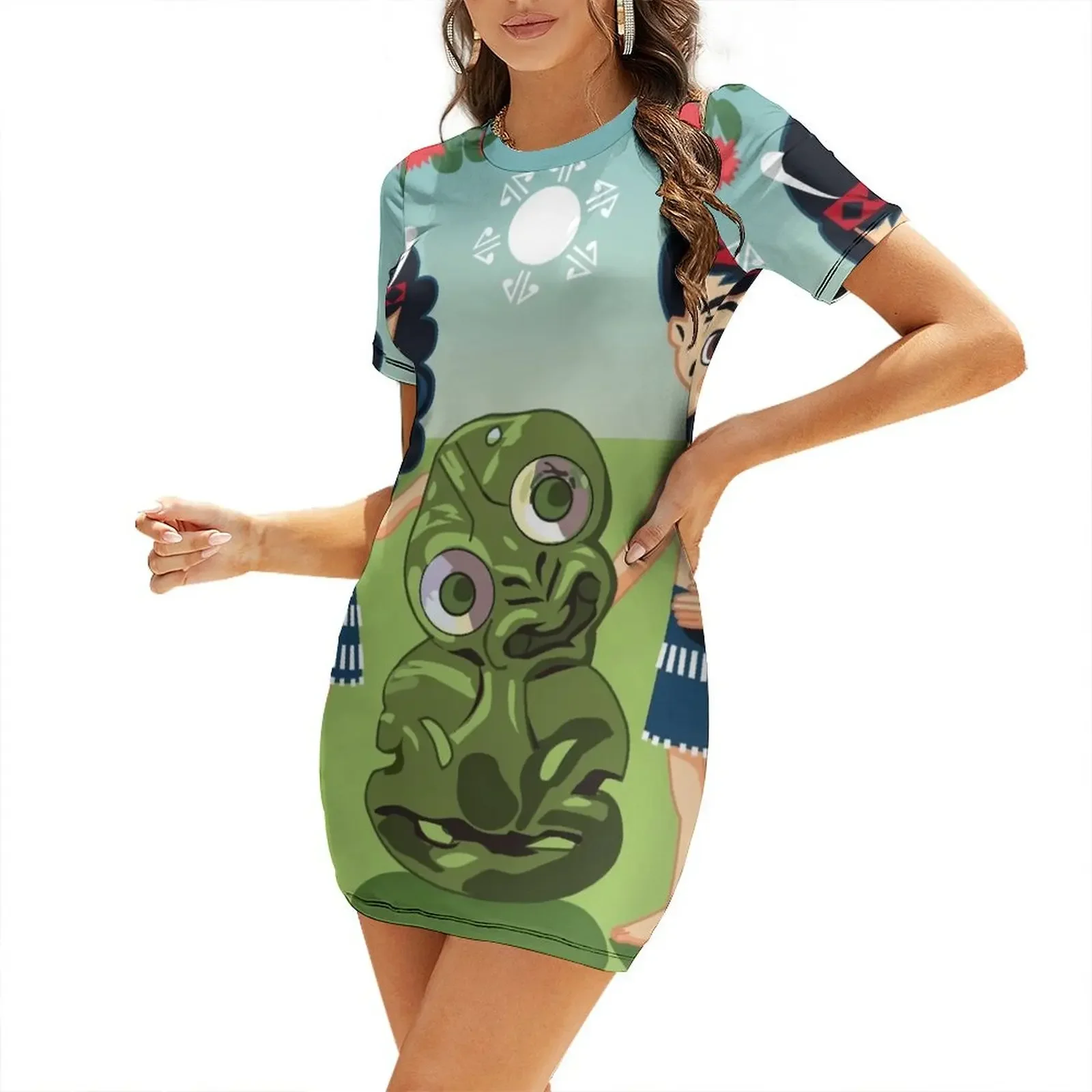 

Poi, Haka and Friendly Tiki Short-Sleeved Dress Summer skirt dress korean style summer dresses summer women's suit Dress