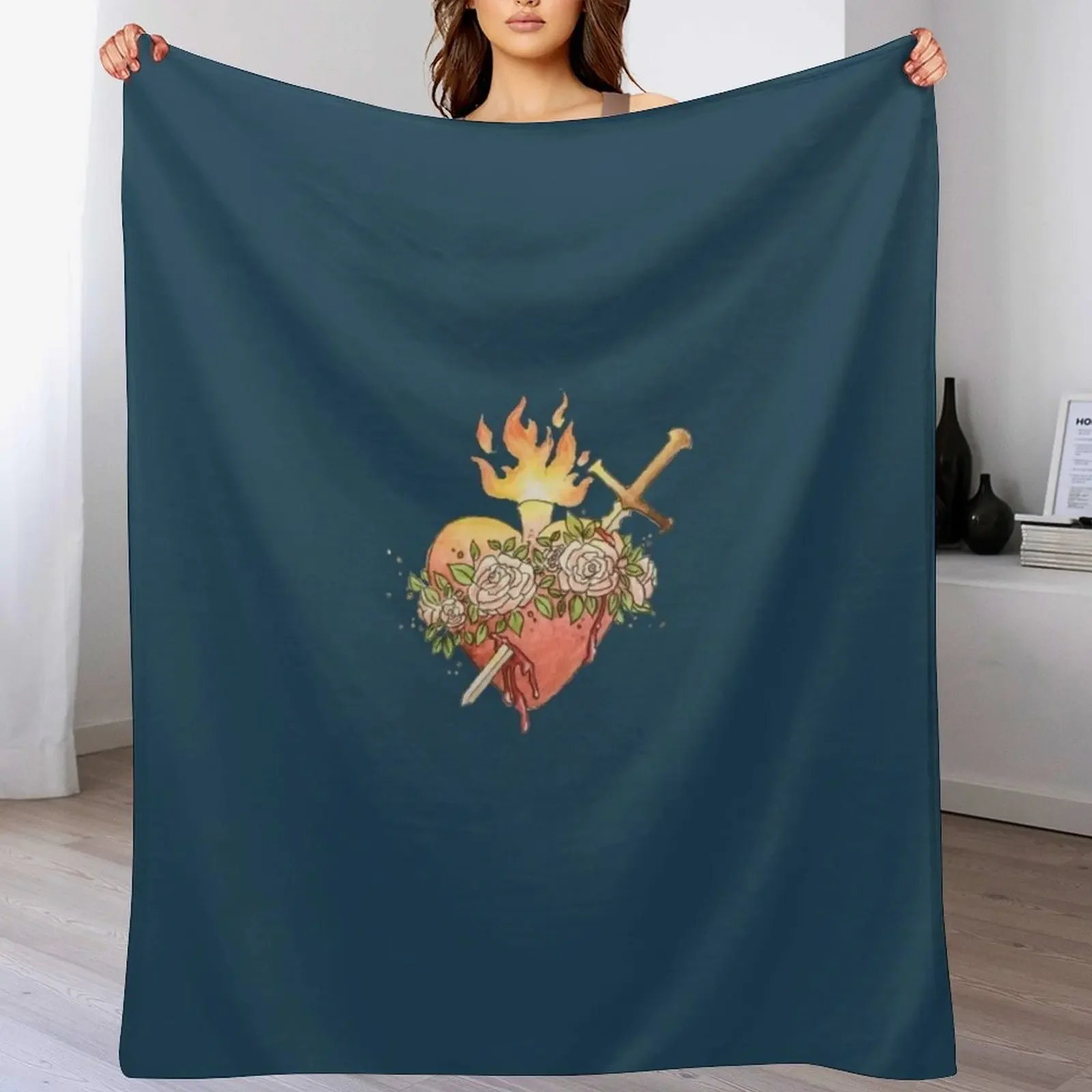 

New Immaculate Heart of Mary Throw Blanket Plaid Designers Blankets