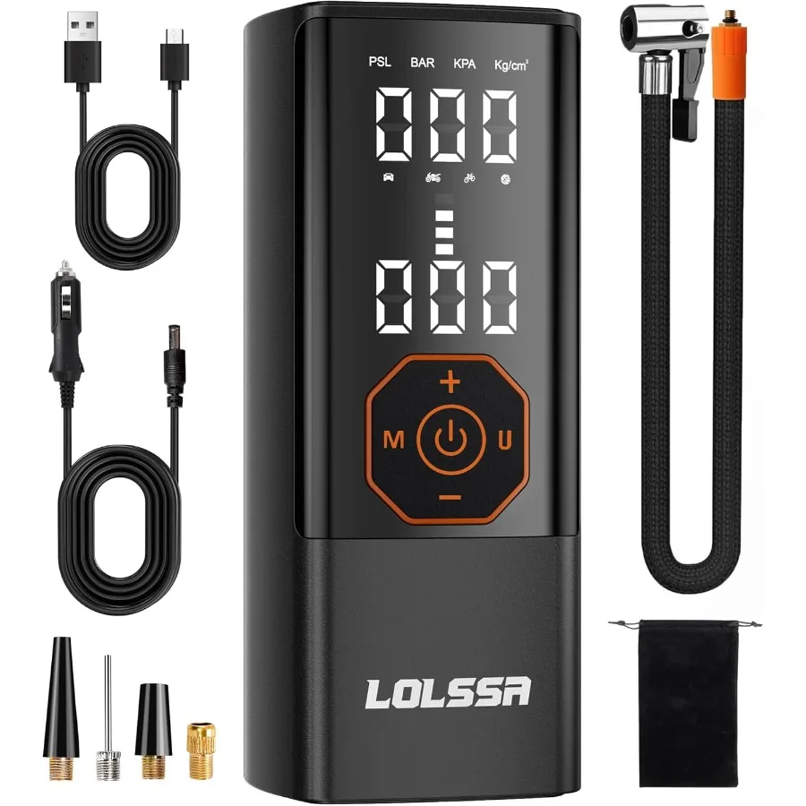 ضاغط هواء محمول لسيارة دراجة نارية الكرة منفاخ لإطارات السيارة 150PSI مضخة هواء كهربائية لاسلكية مع المدمج في قياس الإطارات P #1